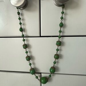 Vintage Green Beaded Necklace